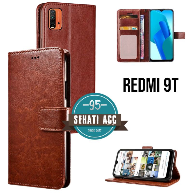 XIAOMI REDMI 9T casing dompet flip cover leather case kulit premium