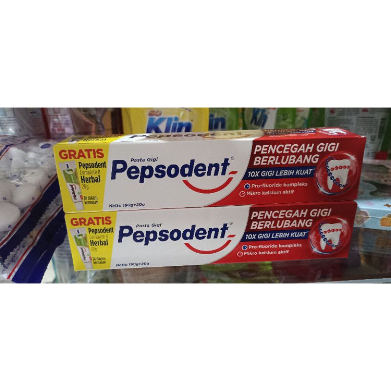 pepsodent 190gr (free isi 20gr pepsodent herbal)