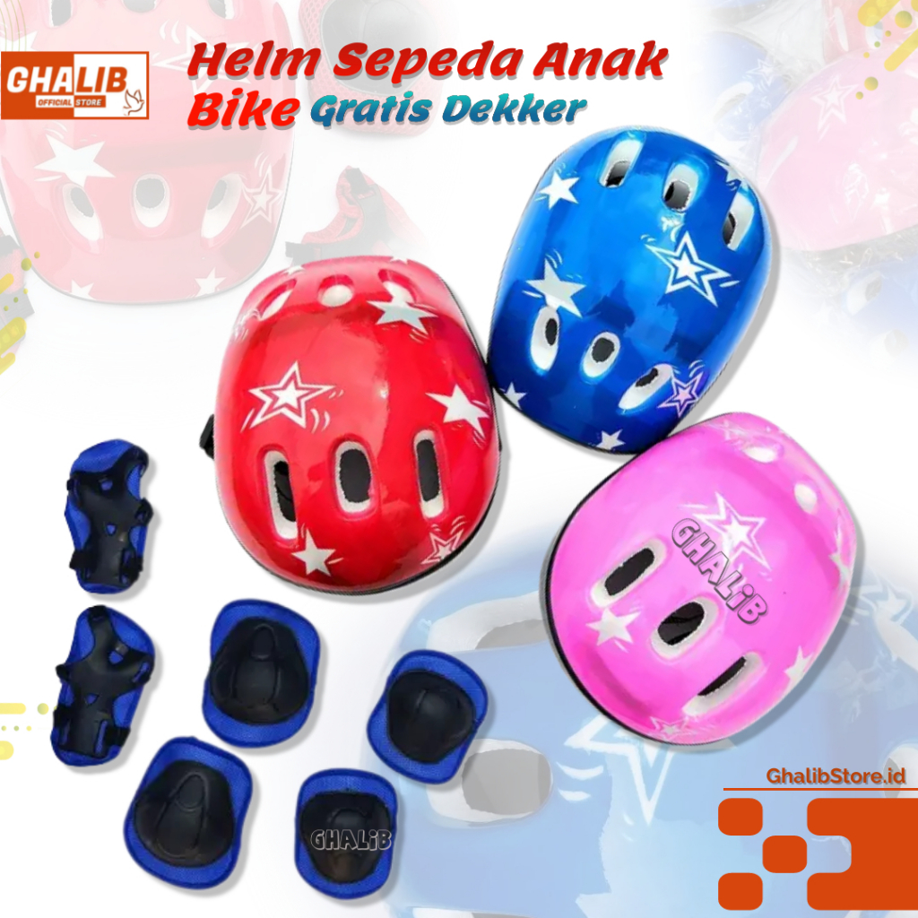 Set Helm Pelindung Anak Deker Sepeda Skuter Sepatu Roda Anak