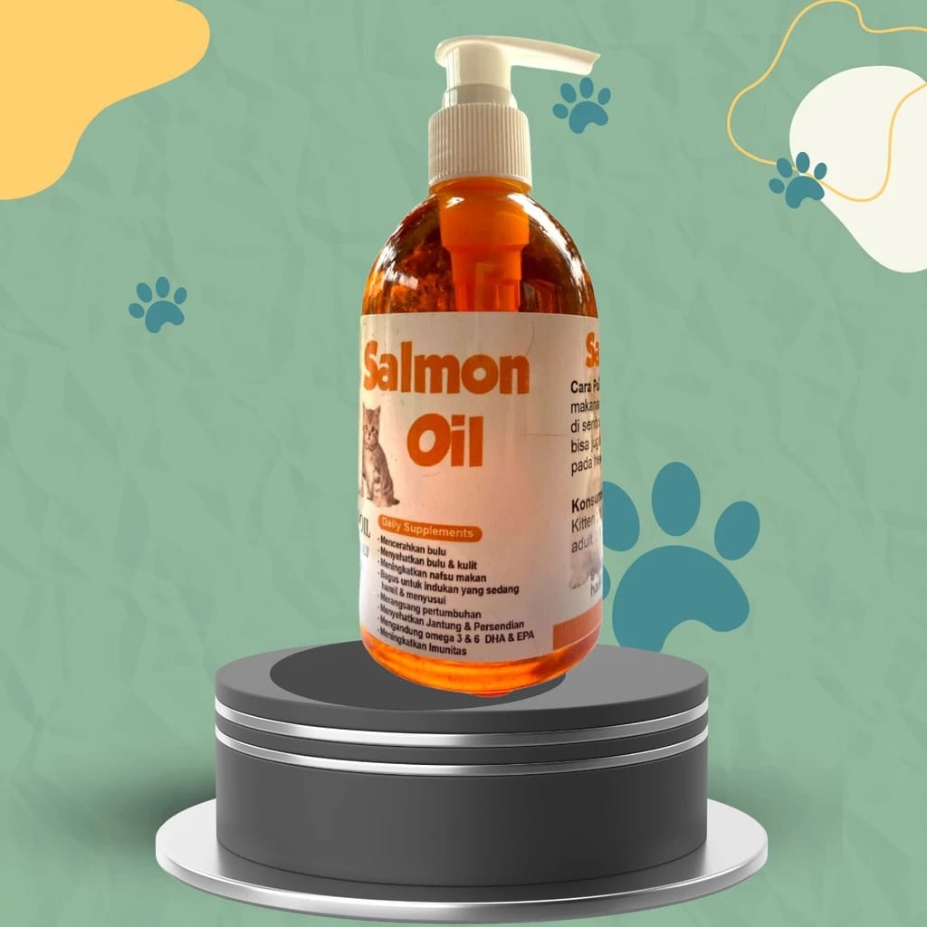 MINYAK IKAN SALMON / SALMON OIL / MINYAK SALMON / MINYAK IKAN / VITAMIN BULU KUCING DAN ANJING kemas