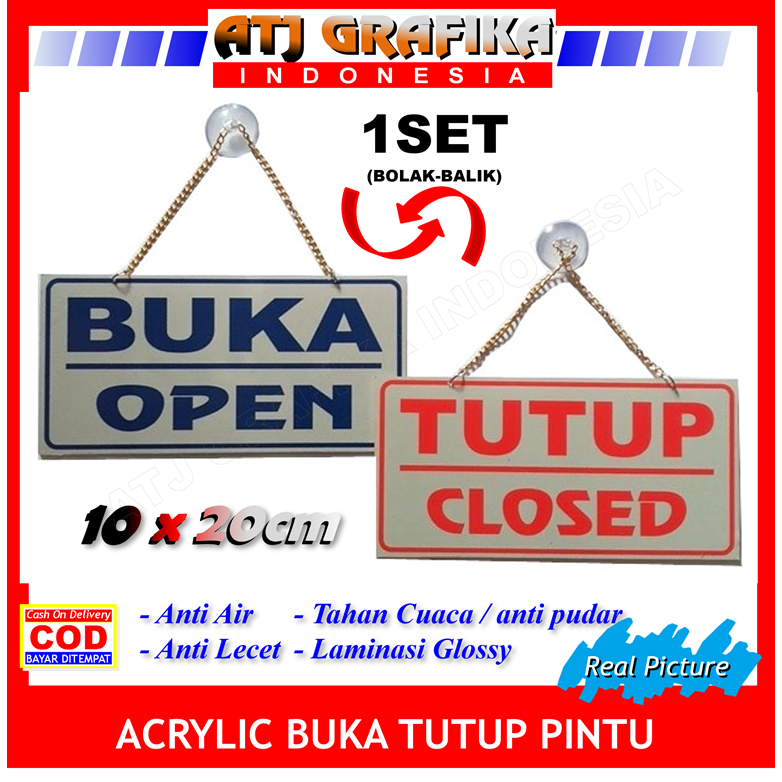 

Premium Acrylic buka tutup open closed sign label toko kantor jam operasional kantor pembeli