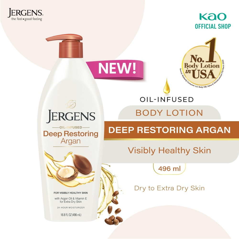 Jergens Oil Infused Restoring Argan - Extra Dry Skin Body Lotion 496ml