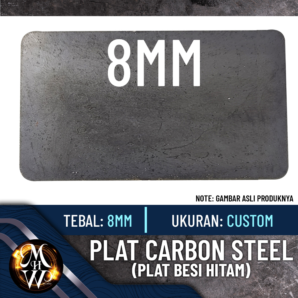 Plat Besi / Carbon Steel -- Tebal 8mm -- Custom (Kelipatan 5cm x 5cm)