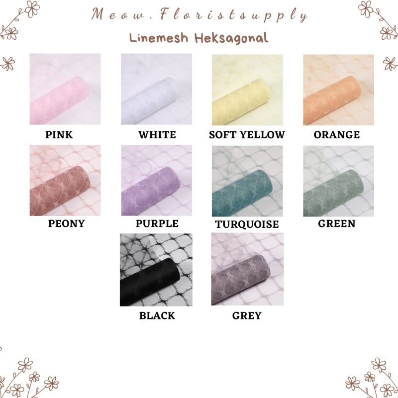 

(PACK = 1 ROLL) LINEMESH HEKSAGONAL Kertas Buket Bucket Bouquet Bunga Flower Wrapping Paper Florist