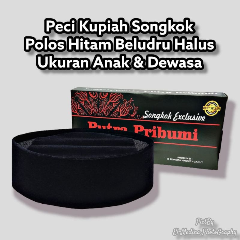 Murah peci hitam AC peci kopiah hitam polos beludru halus lembut songkok nasional tinggi 7 cm 8 cm 9