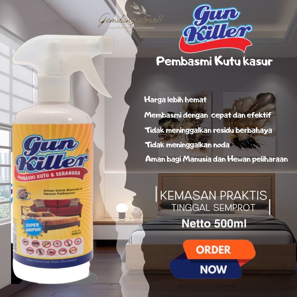Gun Killer Anti Kutu Sofa, Pembasmi Kutu Kasur Spray, Obat Serangga, Obat Pembasmi Kutu Kasur