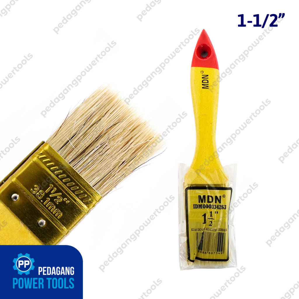 

MDN Kuas Cat 1.5" Putih Gagang Kayu Koas Tembok Dinding Paint Brush