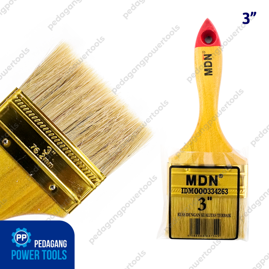 

MDN Kuas Cat 3" Inch Putih Gagang Kayu Koas Tembok Dinding Paint Brush