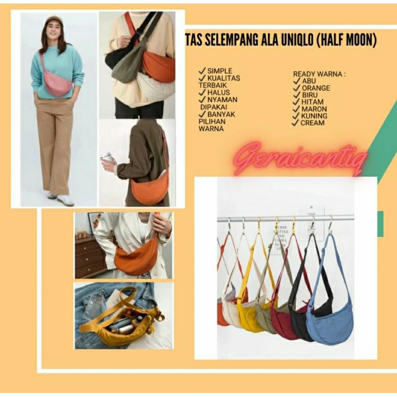 Tas Bahu Mini Selempang Ala Uniqlo Waist Sling Bag Half Moon