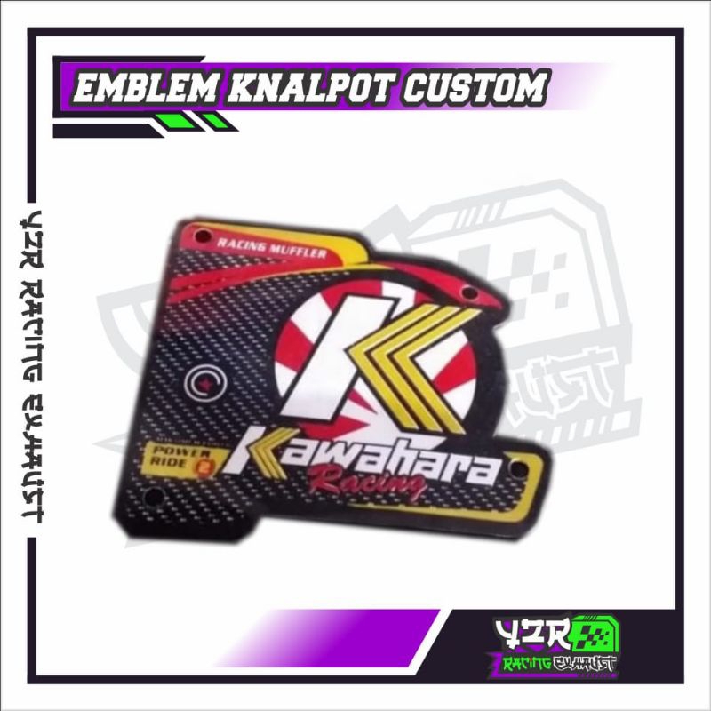 EMBLEM KNALPOT MERK KAWAHARA RACING