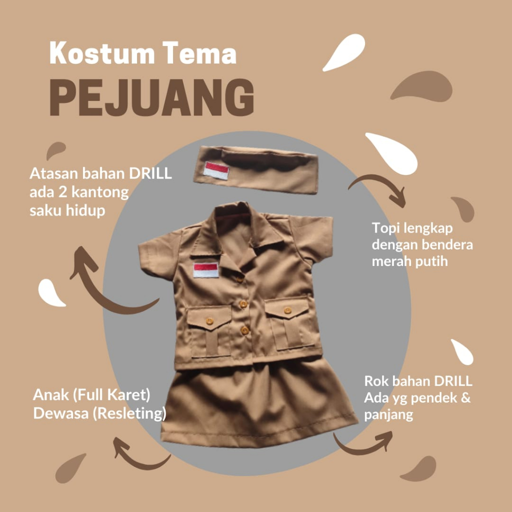 KOSTUM PEJUANG | BAJU KARNAVAL TEMA PEJUANG ANAK-DEWASA