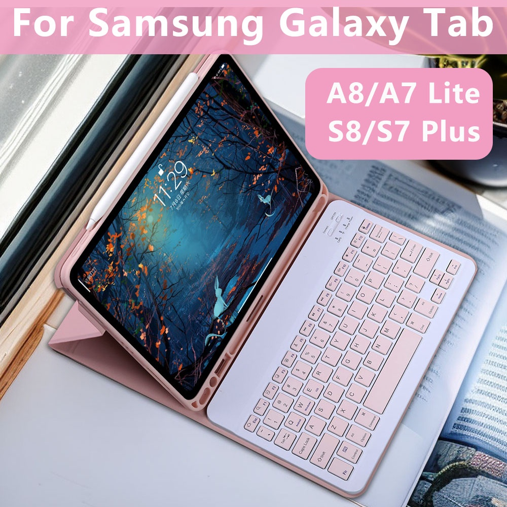 Samsung Galaxy Tab S7 Plus 12.4 Inch Book Cover Leather Flip Case Keyboard Wireless Mouse Bluetooth 