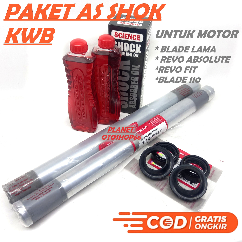 PAKET AS SHOCK KWB + OLI SHOK + SEAL SHOK + SEAL ABU HONDA / HONDA BLADE LAMA / BLADE 110 / REVO FIT