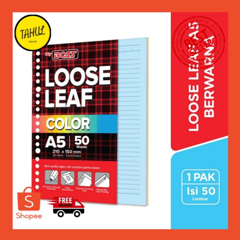 

Isi binder A5 isi 50 Lembar Warna Warni Bergaris BigBoss Loose Leaf