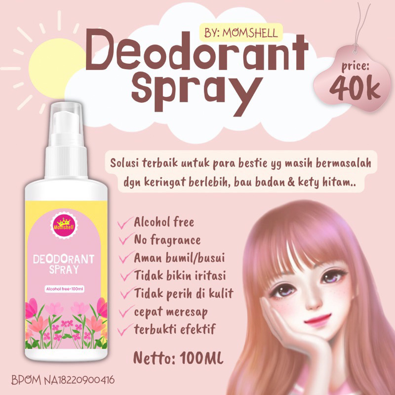 [BPOM] Momshell Deodorant Spray Free Alcohol 100Ml
