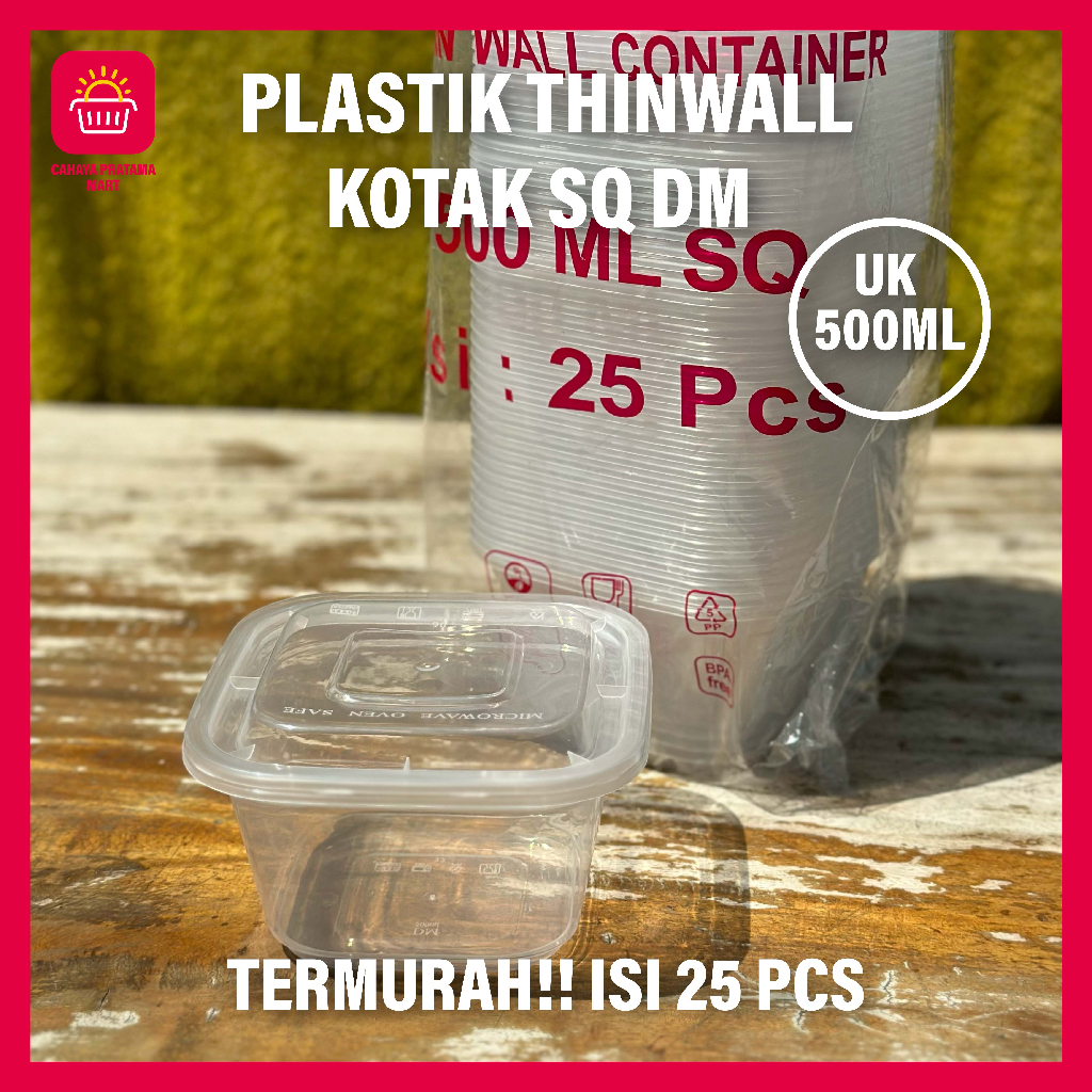

2Xbtygneal Sakha Snack ) Thinwall Square Mini Kotak Makan Plastik Persegi Kecil 120 Ml 150Ml 350Ml
