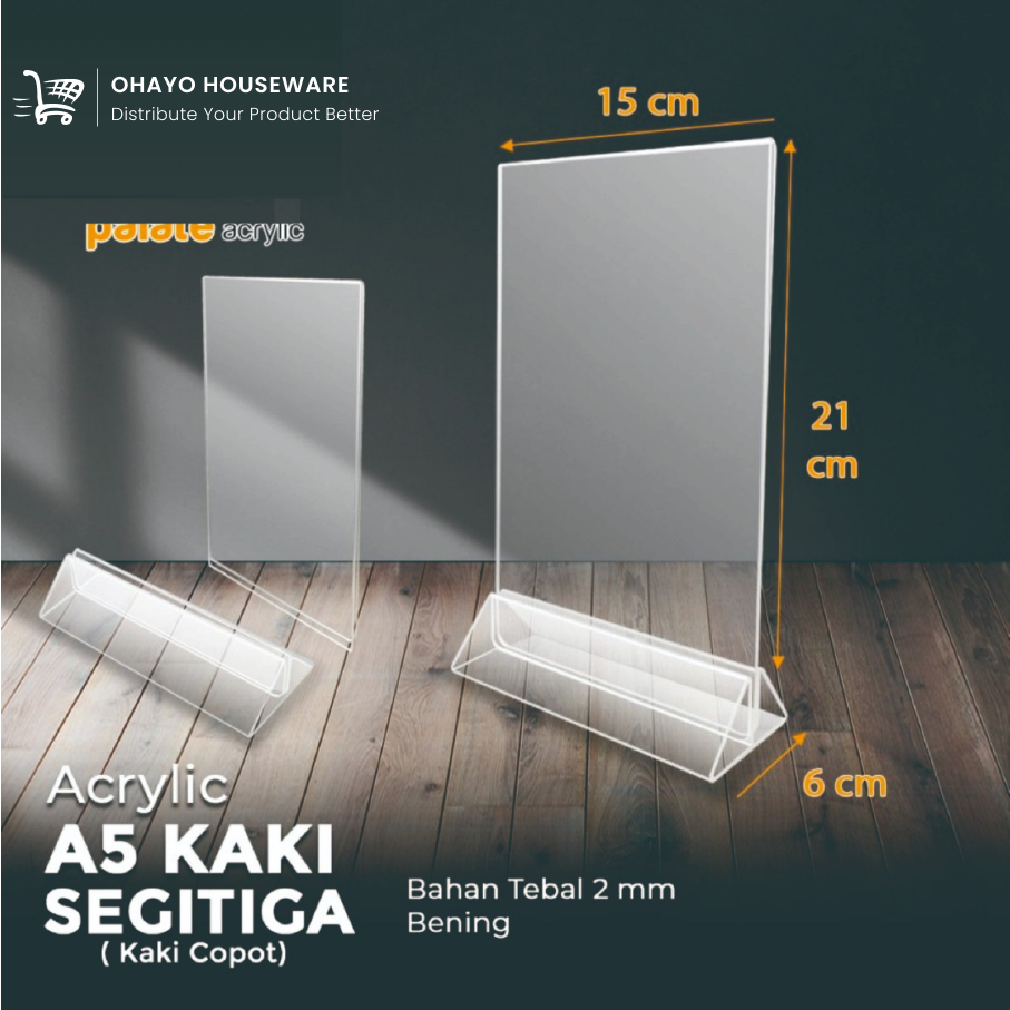 Akrilik A5 Kaki Segitiga / Acrylic Standing A5 / Portrait - 2mm