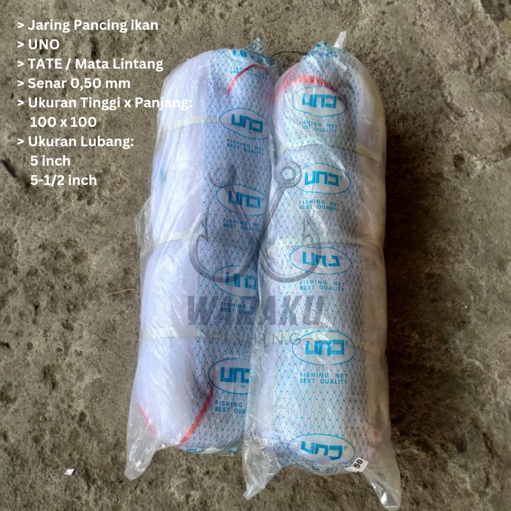 Jaring Ikan / Pukat UNO 0.50 Lubang 5 inch ~ 5-1/2 inch 100x100 TATE