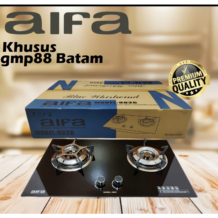 AIFA SINGAPORE 902G kompor gas kaca tanam 2 tungku tempered glass Khusus Batam