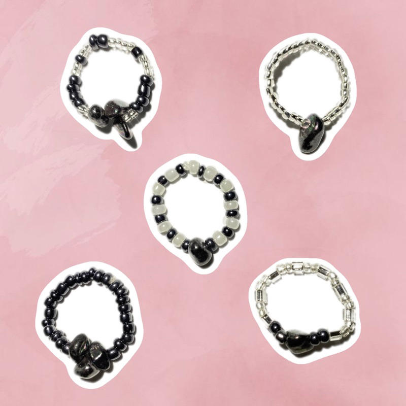 metalik blue and stone rings