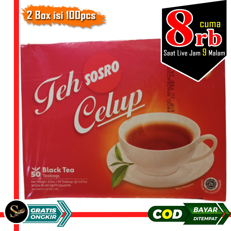 

2 Box Teh Celup Sosro Isi 50pcs Tea Bags Teh Hitam Asli 2 Kotak Teh Wangi Segar Kental Sosro Celup Isi 50 Sachet Teabags Sosro Original Black Tea