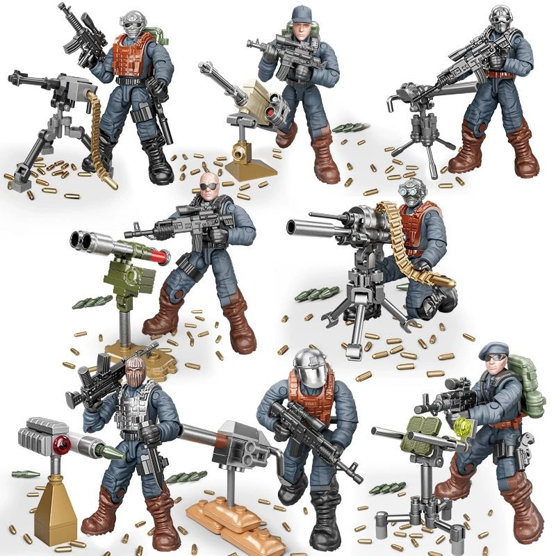 Lego block soldier SWAT shooting police