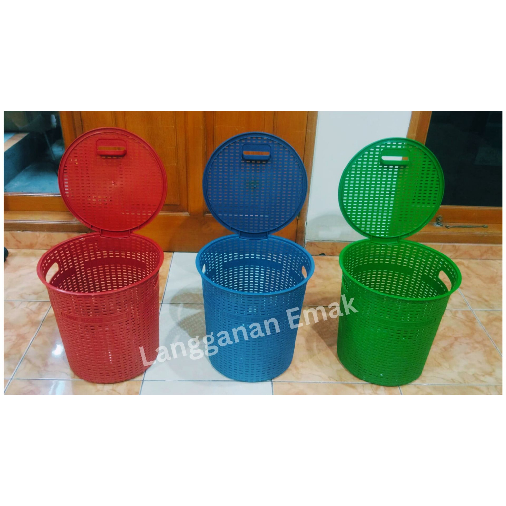 Keranjang Baju Kotor Laundry Box Basket Plastik Rotan Bulat Tabung