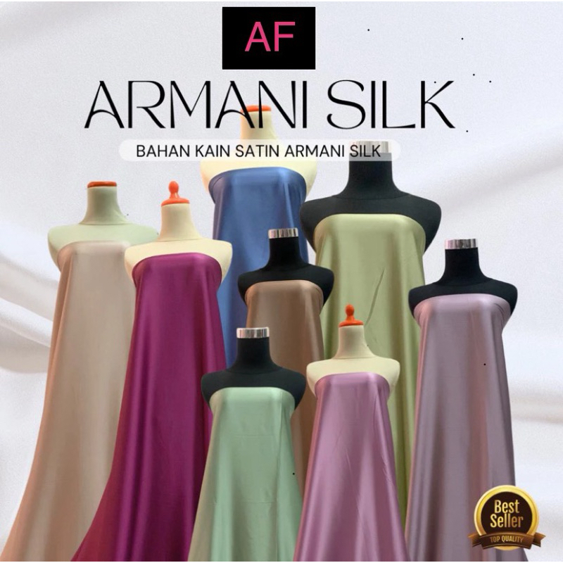 Kain Bahan Satin Armani Silk Premium Polos Import High Quality (Harga 0.5meter)
