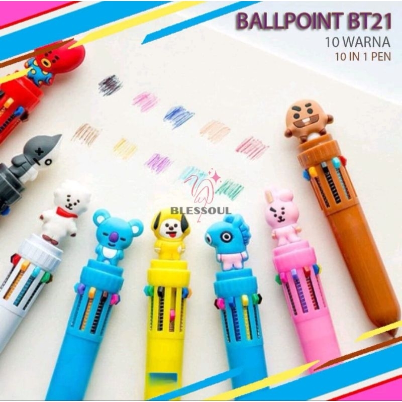 

❤️Bless❤️10in1!!Pulpen BT21 10warna karakter random