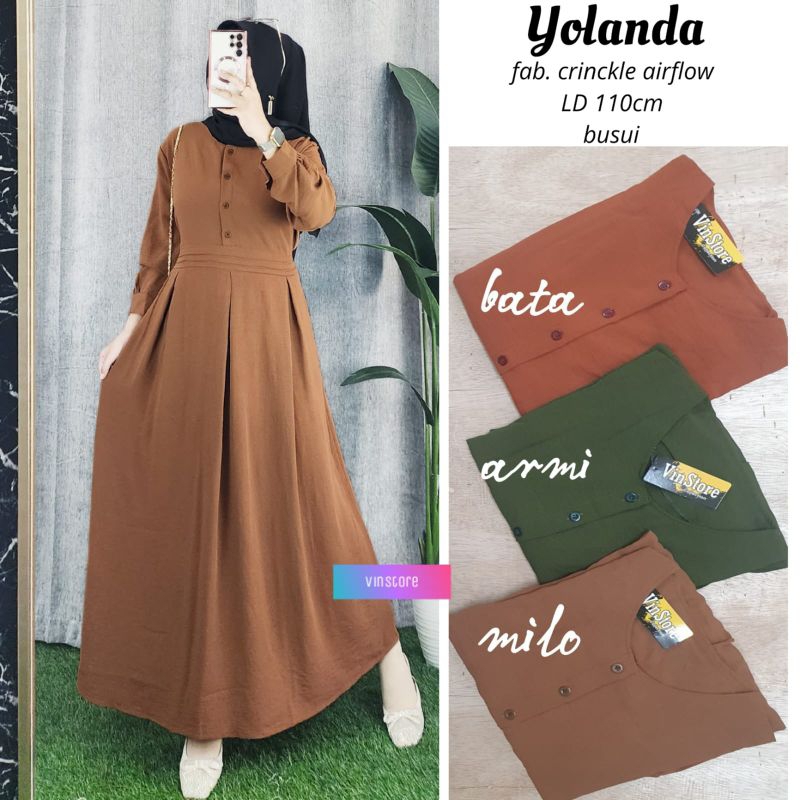 Dress wanita Yolanda maxy bahan crincle LD110 by VinStore