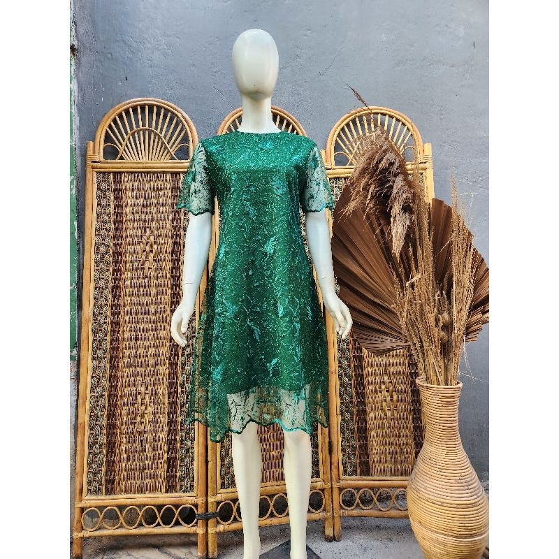 Dress Jumbo Burkat Ld 130 Full Puring Dress Natal Seragaman Dress Pesta