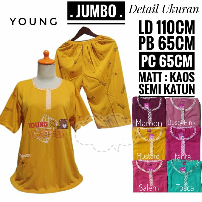 BAJU TIDUR JUMBO CELANA PENDEK BAJU PENDEK Biru Hijau