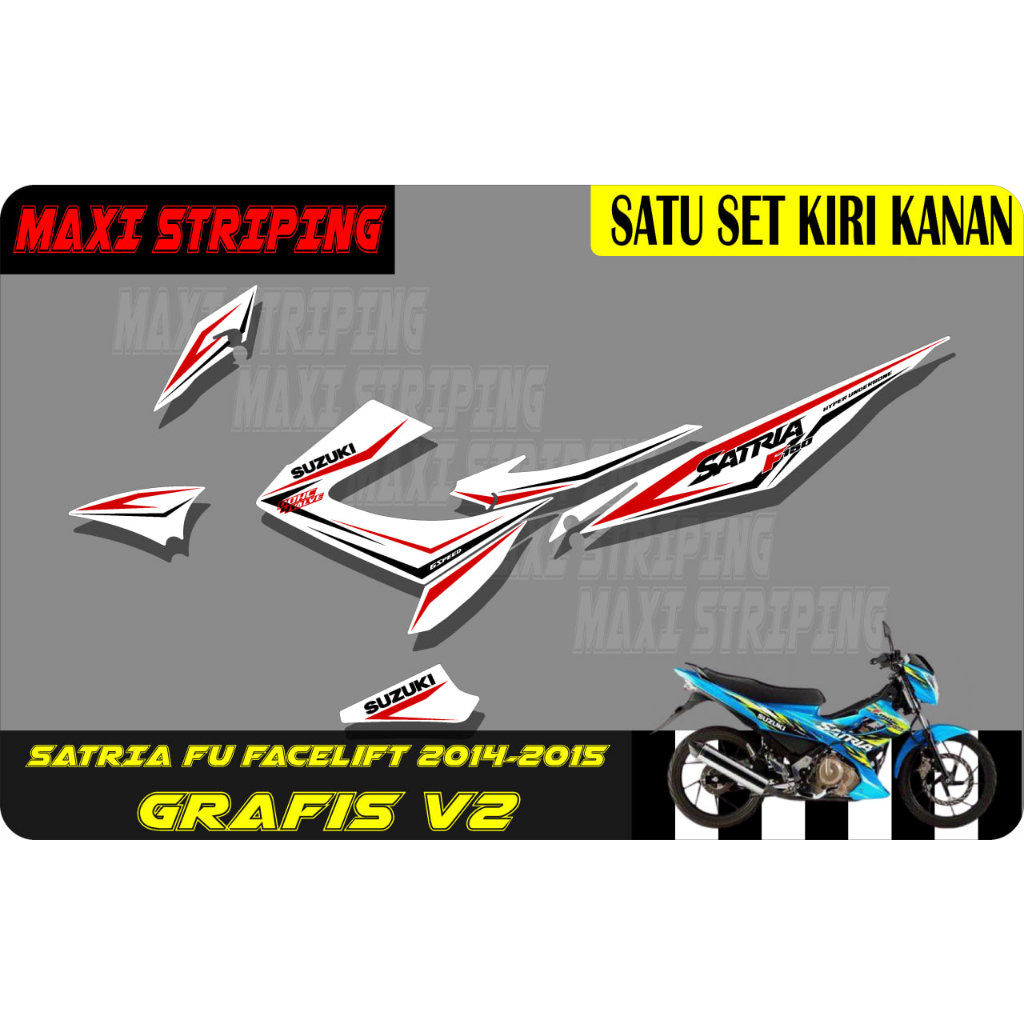 stiker striping Suzuki satria fu facelift 2014-2015 grafis v2 (putih)