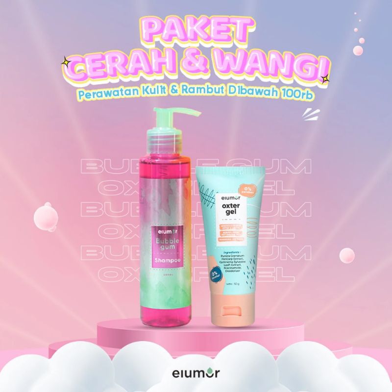 Elumor Oxter Cream New Formula & Elumor Bubble Gum Shampo 200ml | Krim Pencerah Area Lipatan Alami
