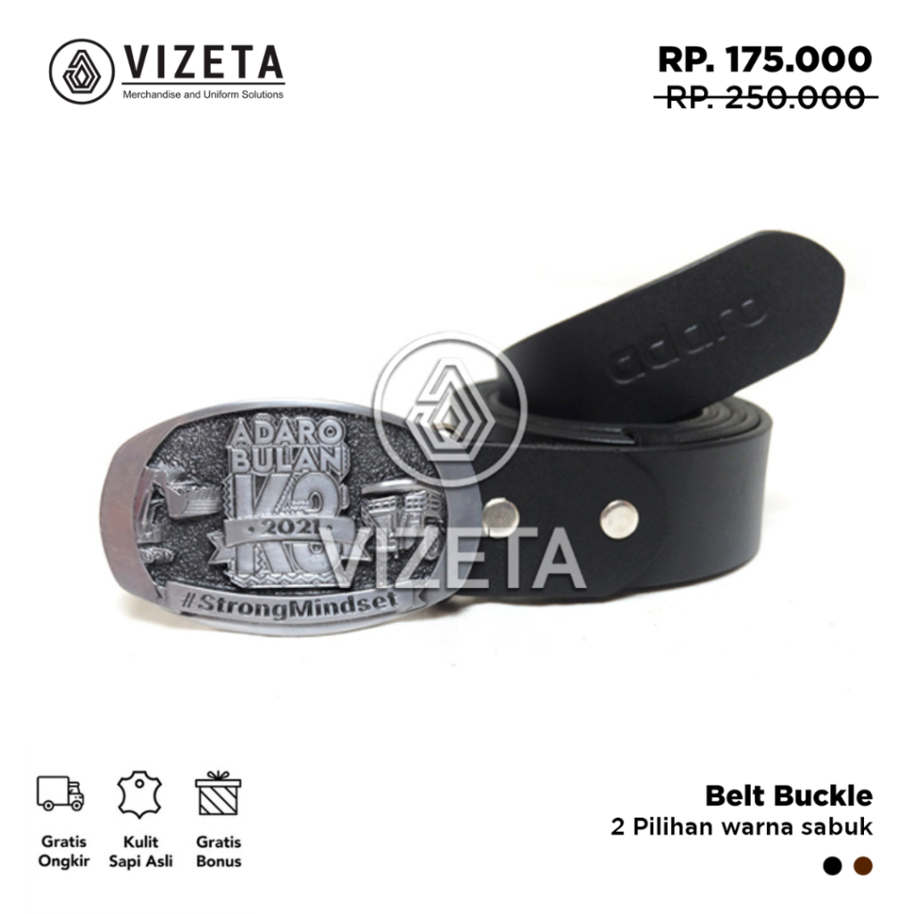 Sabuk Tambang Adaro Bulan K3 Ikat Pinggang Pria Bahan Kulit Asli Termurah by Vizeta