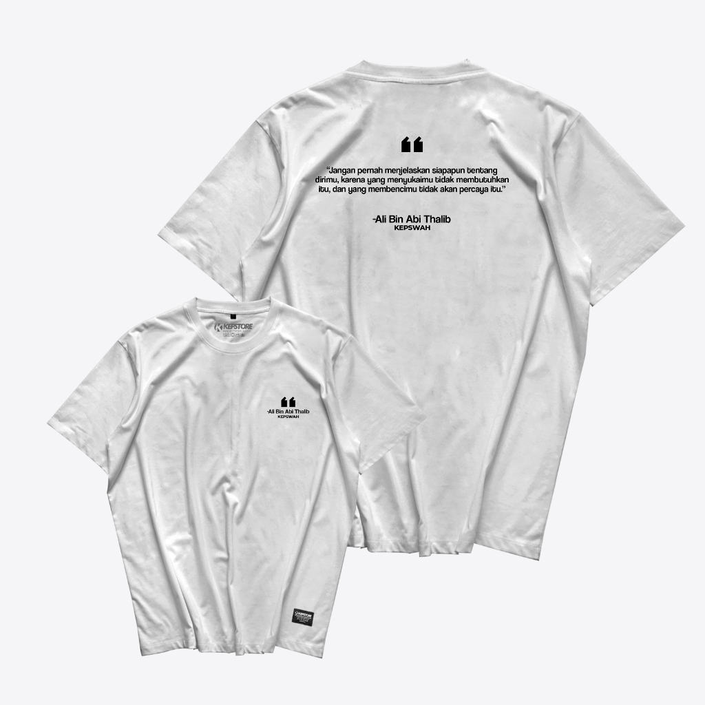 Kepswah - Kaos Quotes Ali Bin Abi Thalib Versi 2  - Baju Dakwah Sahabat Nabi Muslim Pria Islami - Co