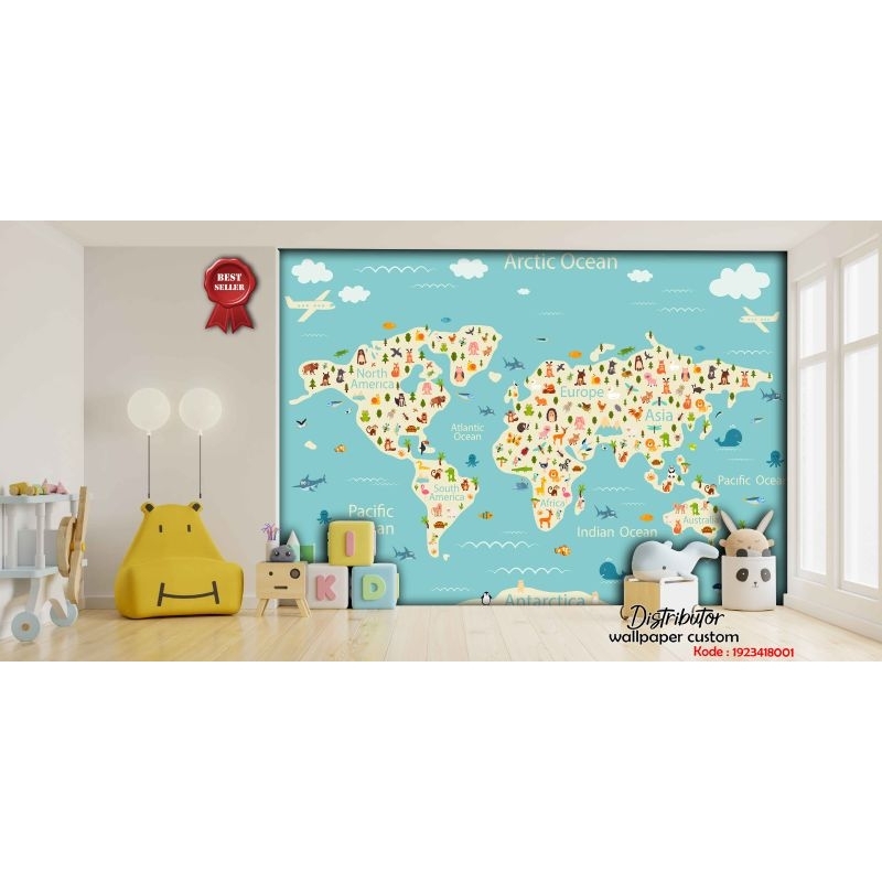 Wallpaper Dinding Custom 3D Tema Kartun Animasi Anak | Wallpaper Kamar Tidur Anak | Wallpaper Reques
