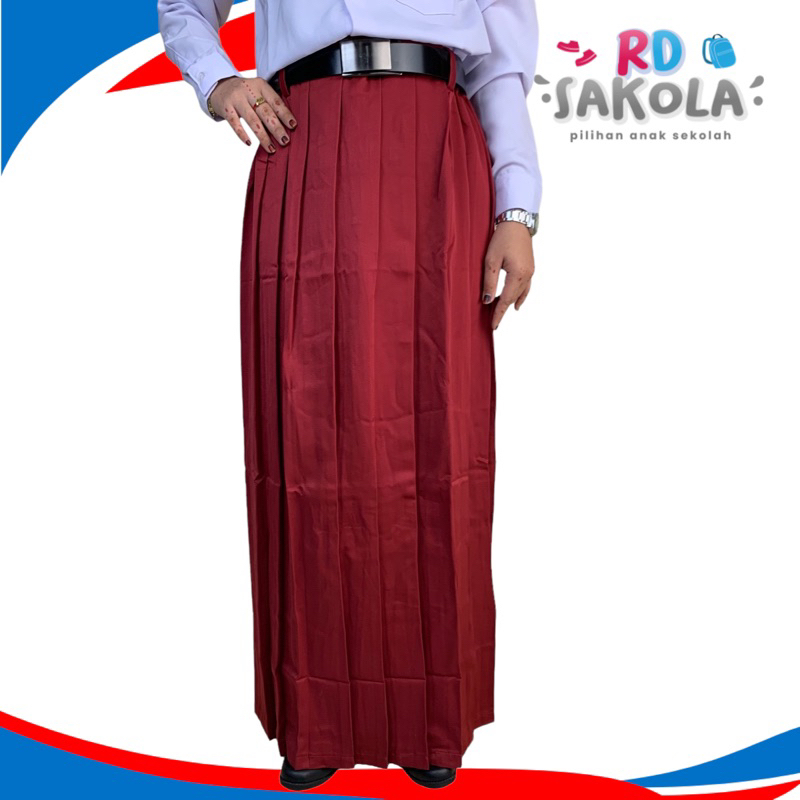 Rok Sekolah SD Merah Tebal Licin Rempel Lipat