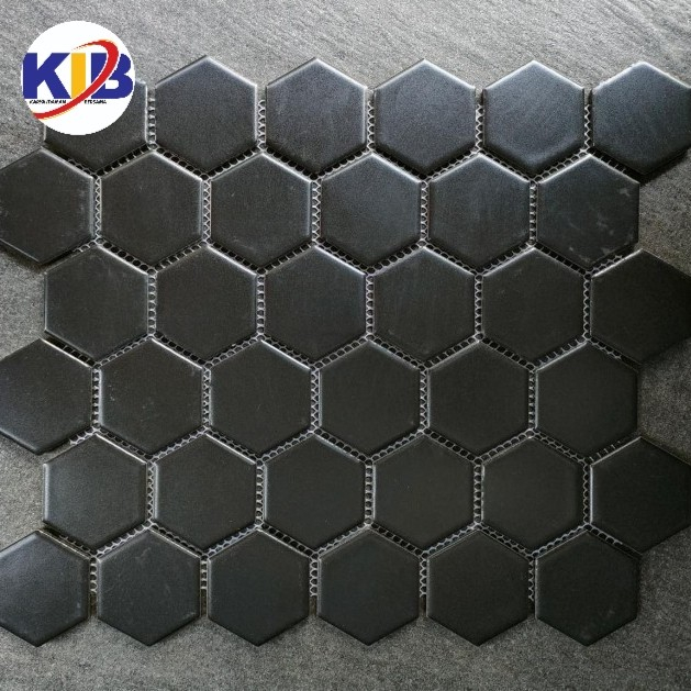 Keramik Mosaic  Lantai Dapur Lantai Cofe Dinding Ruangan Kolam Renang Kamar Mandi - Singres Onyx Hex