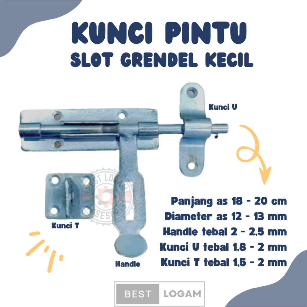 Kunci slot pintu pagar ukuran kecil, slot pintu henderson, pintu gebyog dan pagar, pintu garasi toko