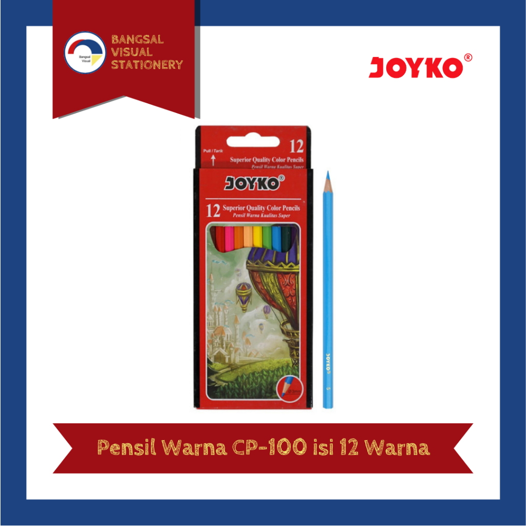 

Joyko Pensil Warna Superior Quality Color Pencils Hexagonal Grip CP-100 isi 12 Warna
