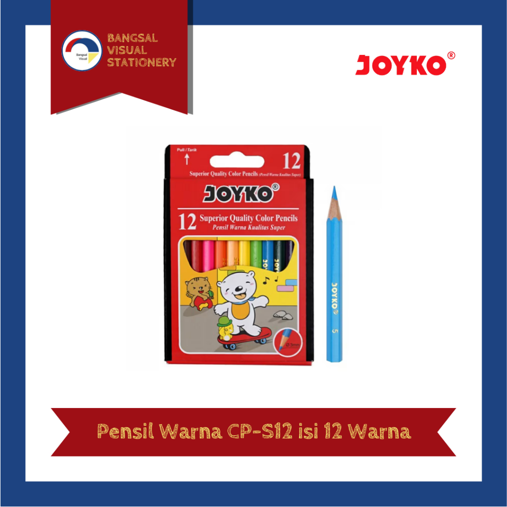 

Joyko Pensil Warna Mini Short Color Pencils Hexagonal Grip isi 12 Warna