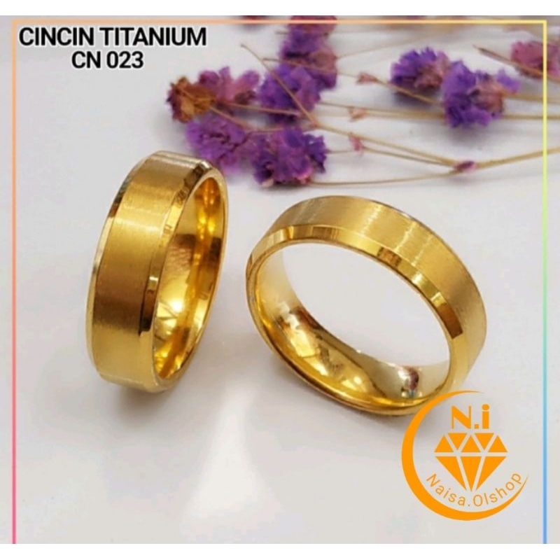 Cincin Titanium Gold Kotak Cincin Couple mewah cincin 1pcs pria wanita