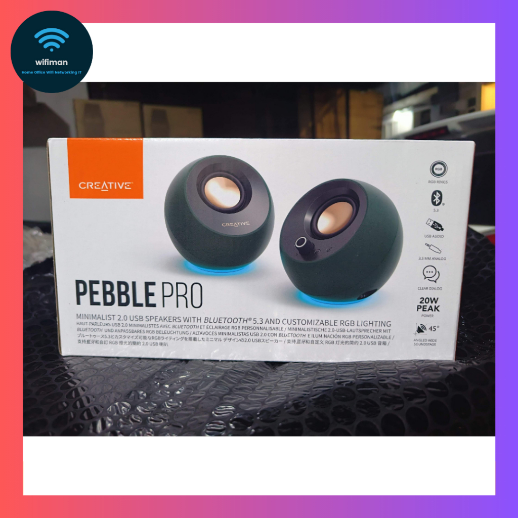 Creative Pebble Pro White Black RGB Bluetooth 5.3 Speaker 2.0 USB C PC Laptop Desktop Hitam Putih No