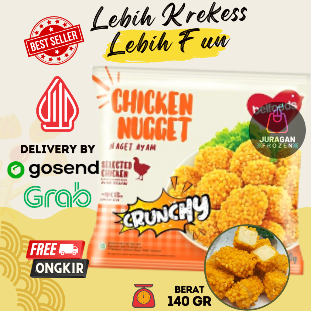 

BELFOODS NUGGET AYAM CRUNCHY CHICKEN NUGET AYAM 140GR
