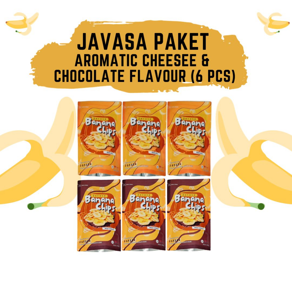

Keripik Pisang Javasa Banana Chips Paket Bundling Chocolate dan Keju Aroma 6 Pcs - Keripik Pisang Bumbu Tabur dan Renyah