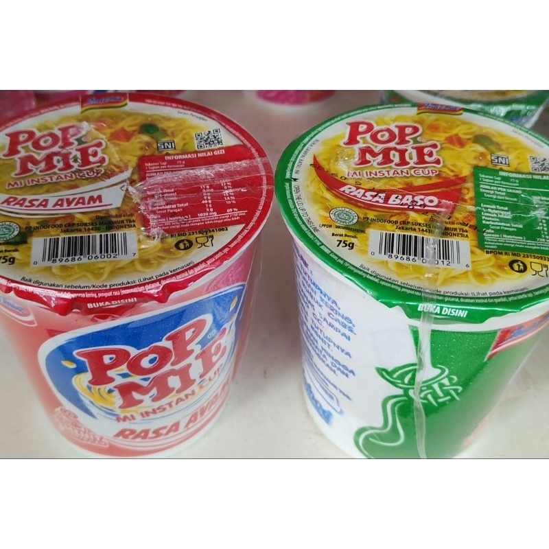 75gr Pop mie/mi instan cup/mie instan cup rasa baso/mie instan cup rasa ayam/pop mie ayam/pop mie baso