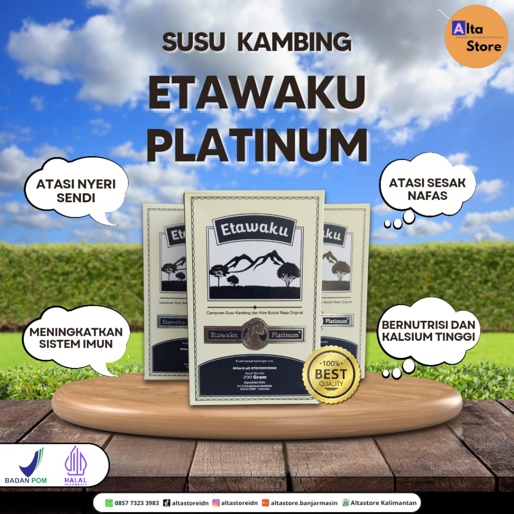 

ETAWAKU PLATINUM MAKASSAR - Susu Kambing Etawa - Susu Kambing - Murni - Original - Netto 200 gram - HALAL - BPOM - COD