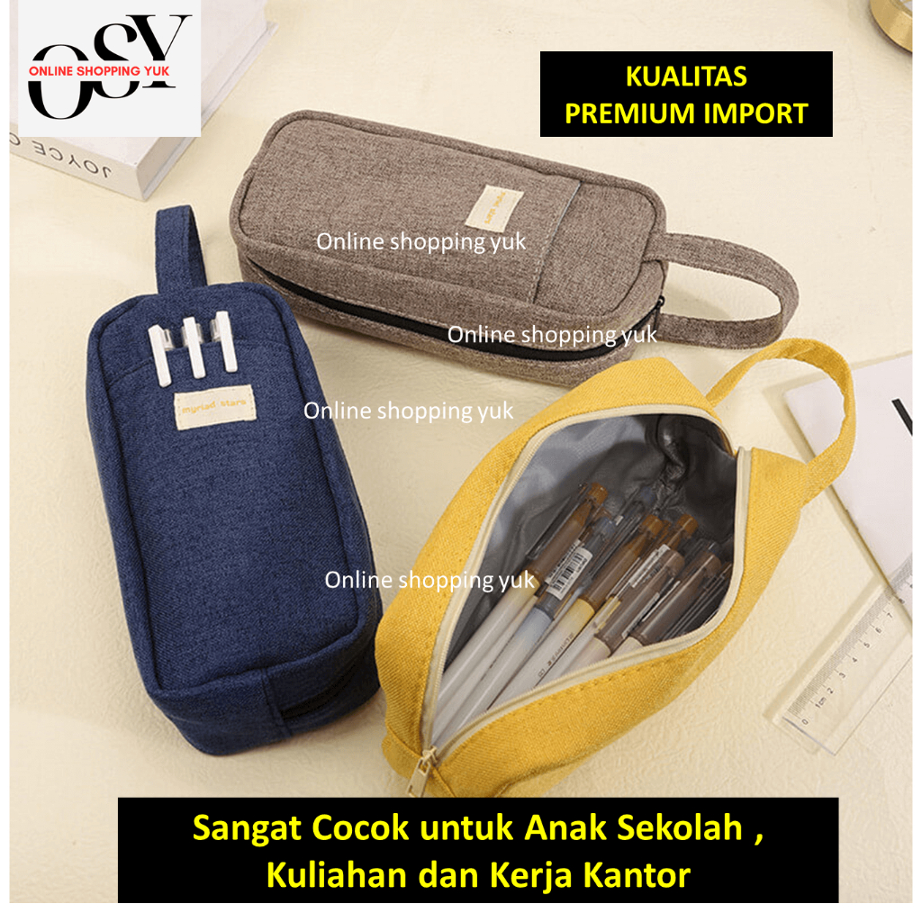 

TEMPAT PENSIL IMPORT MYRIAD STARS ADA 4 PILIHAN WARNA , KAPASITAS BESAR JUMBO. BAHAN KUAT