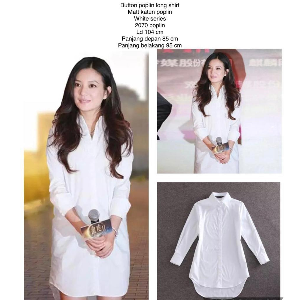 TUNIK RIHNNI WARNA PUTIH BAHAN KATUN IMPORT PREMIUM LENGAN PANJANG